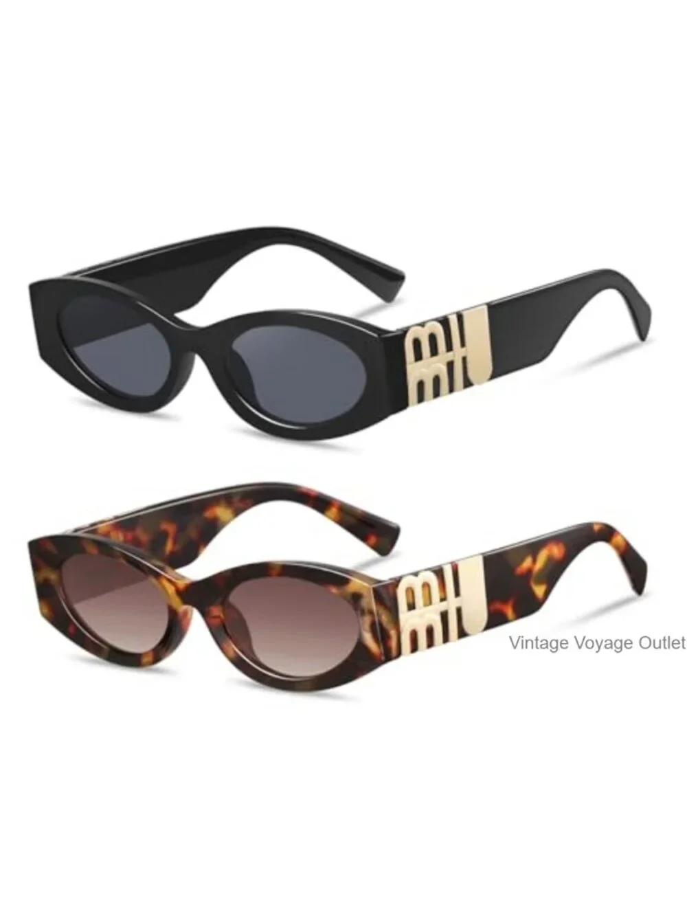 Retro Oval Cat Eye Sunglasses UV400 Women Narrow Sunnies